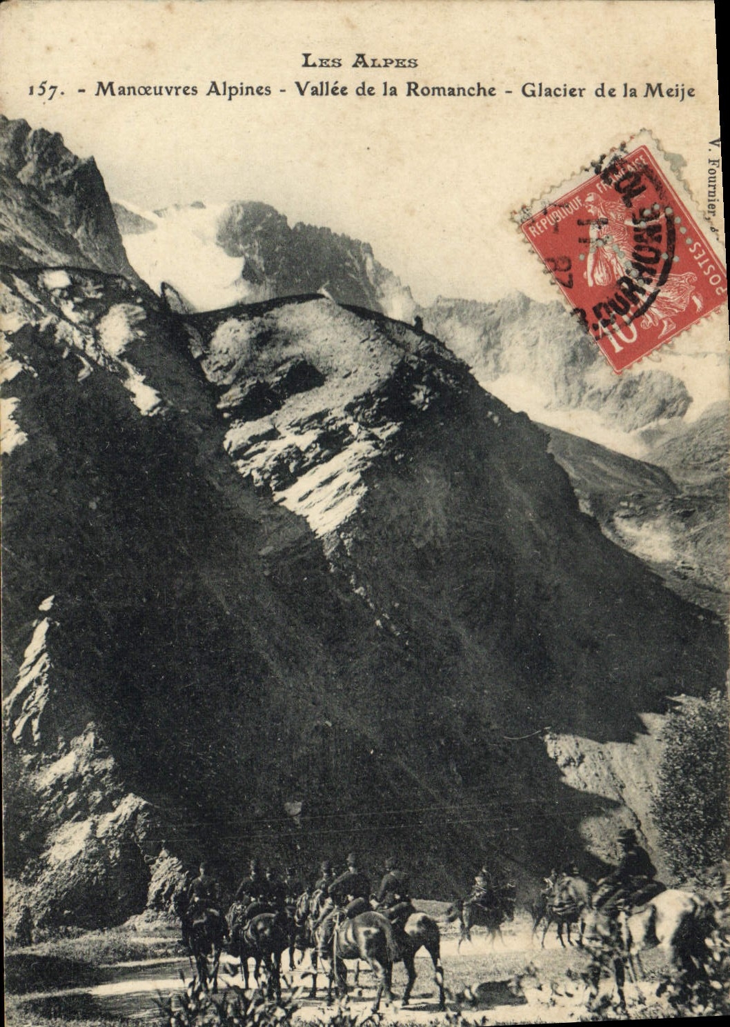 CPA Militaria Chasseurs alpins Manoeuvres alpines Vallee de la Romanche Glacier de la Meije