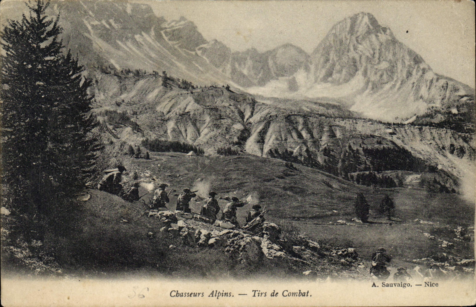 CPA Militaria Chasseurs alpins Tirs de combat