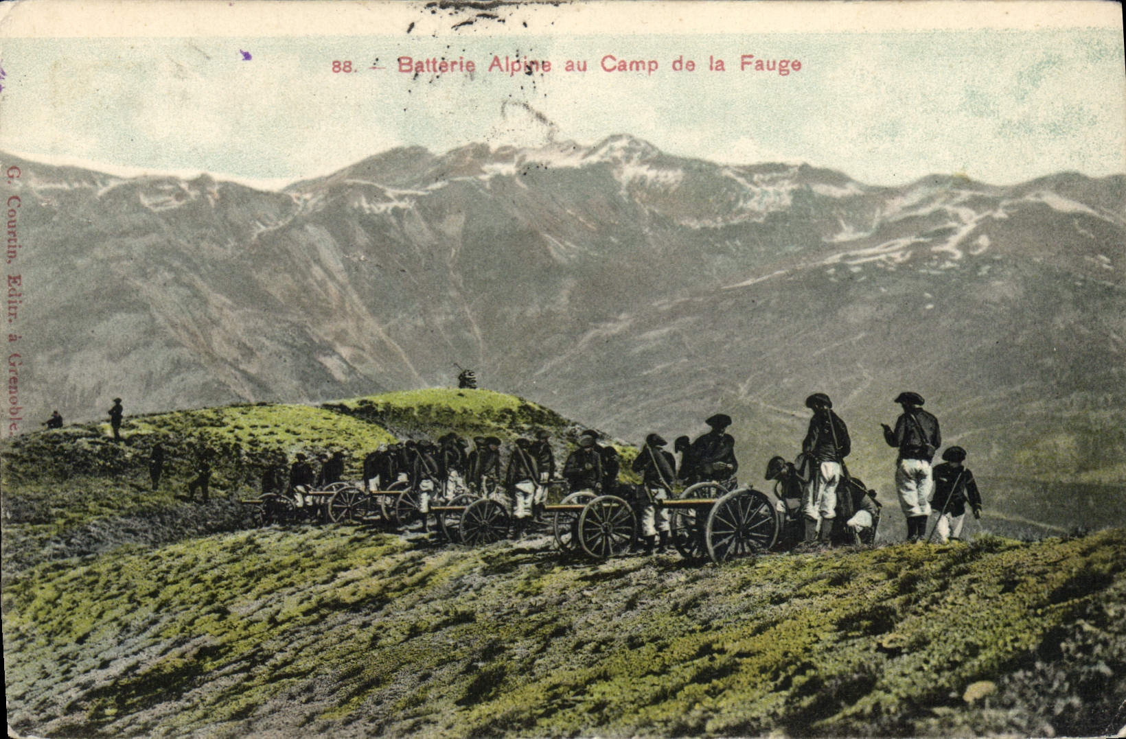 CPA Militaria Chasseurs alpins Batterie alpine au Camp de la Fauge