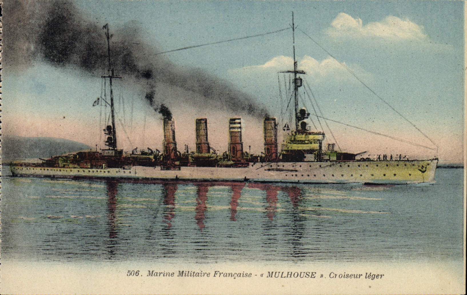 Vintage Postcard Boat Mulhouse light Cruiser