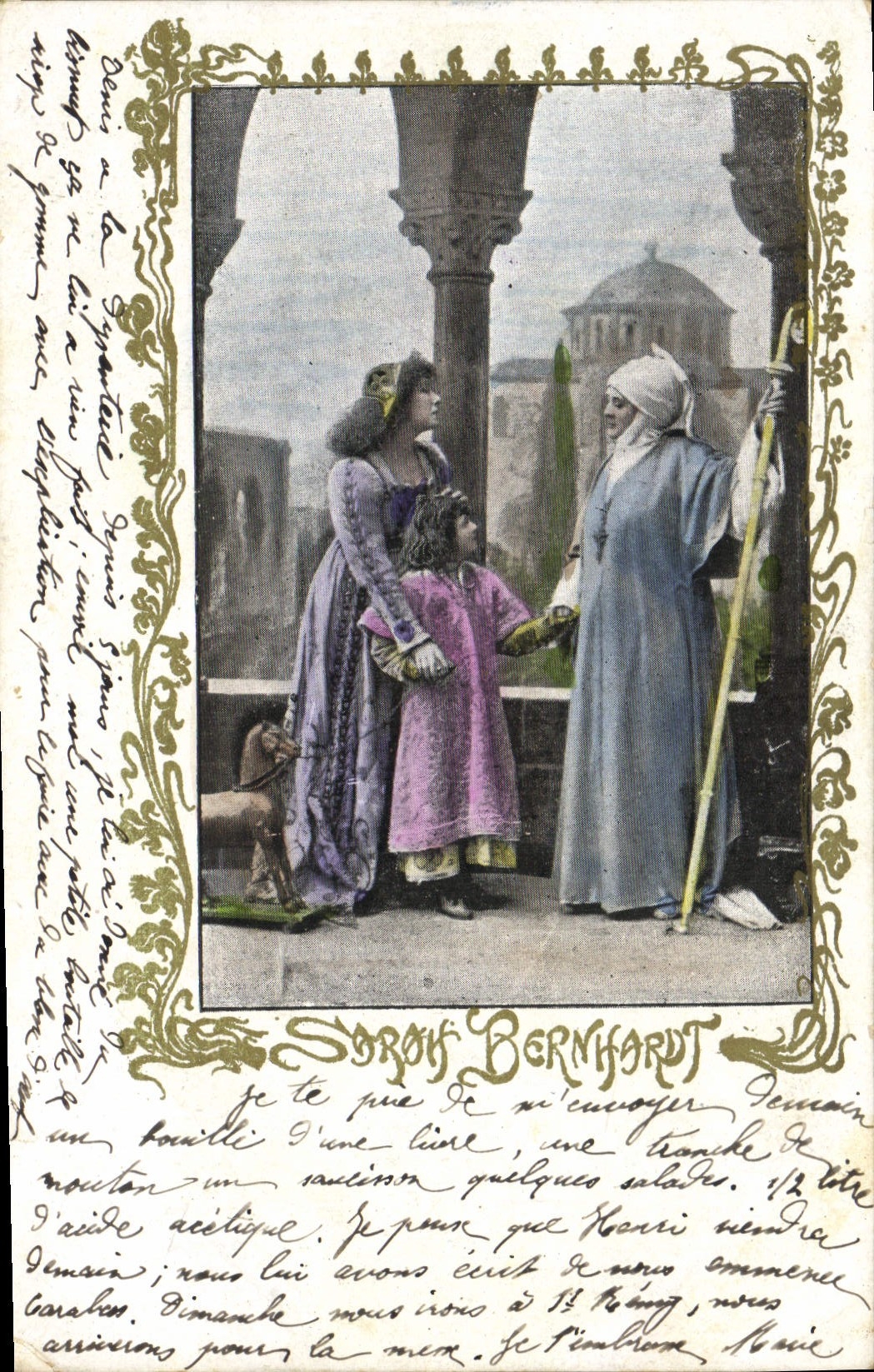 CPA Femme Theatre Sarah Bernhardt Enfant Cheval