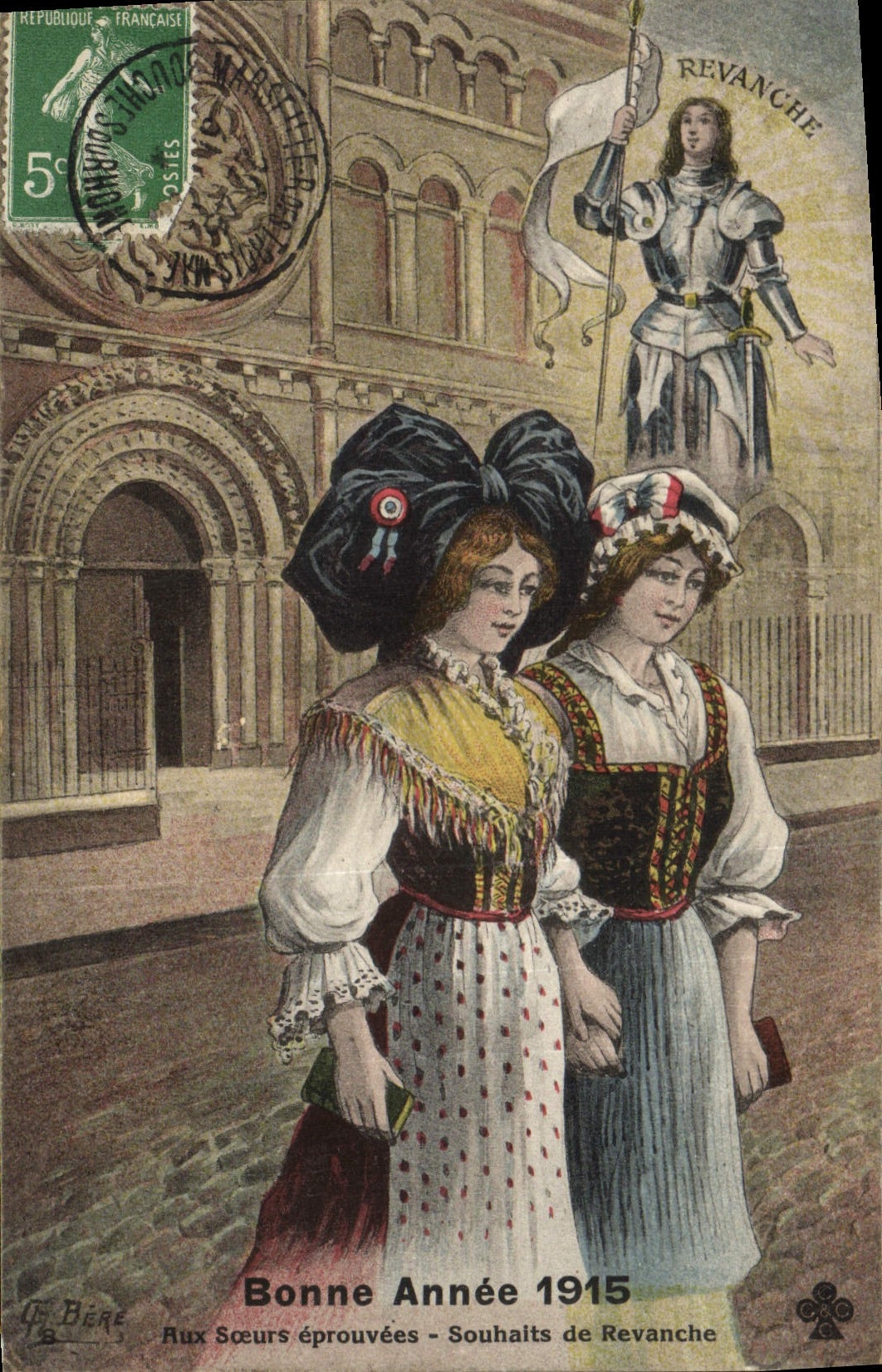 CPA Folklore Alsace Bonne annee 1915 Jeanne d'Arc Revanche