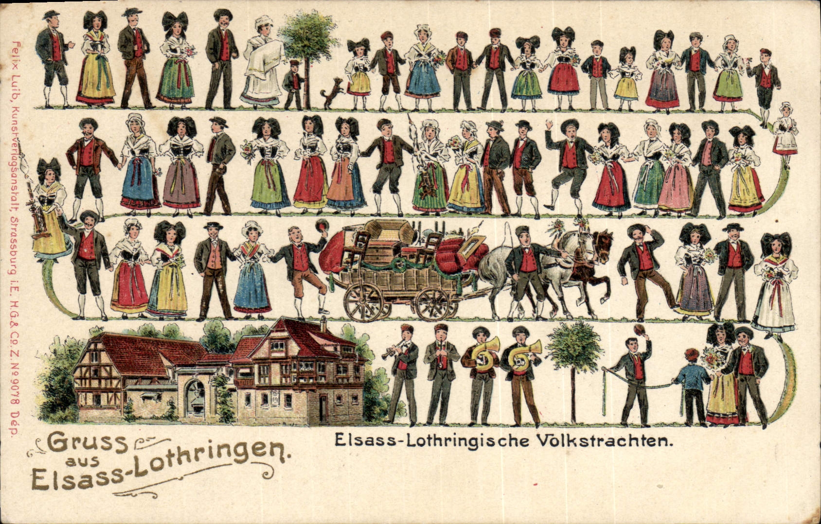 CPA Folklore Gruss aux Lothringen 