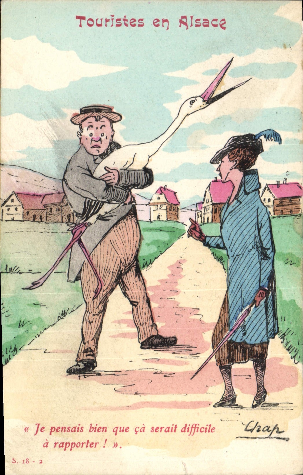 CPA Folklore Alsace Touristes