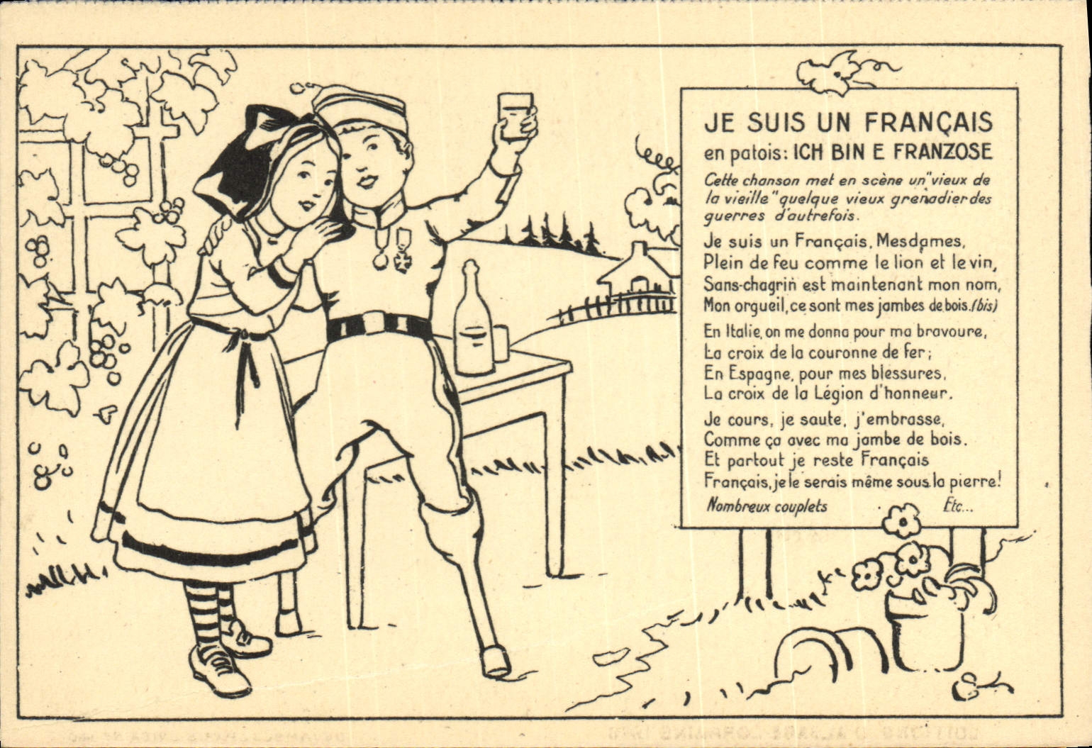 CPA Folklore Alsace Je suis un Francais Militaria