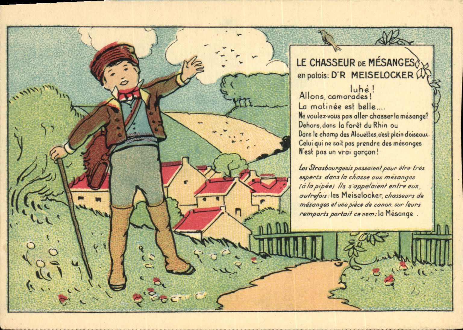 CPA Folklore Alsace Enfant Le chasseur de mesanges