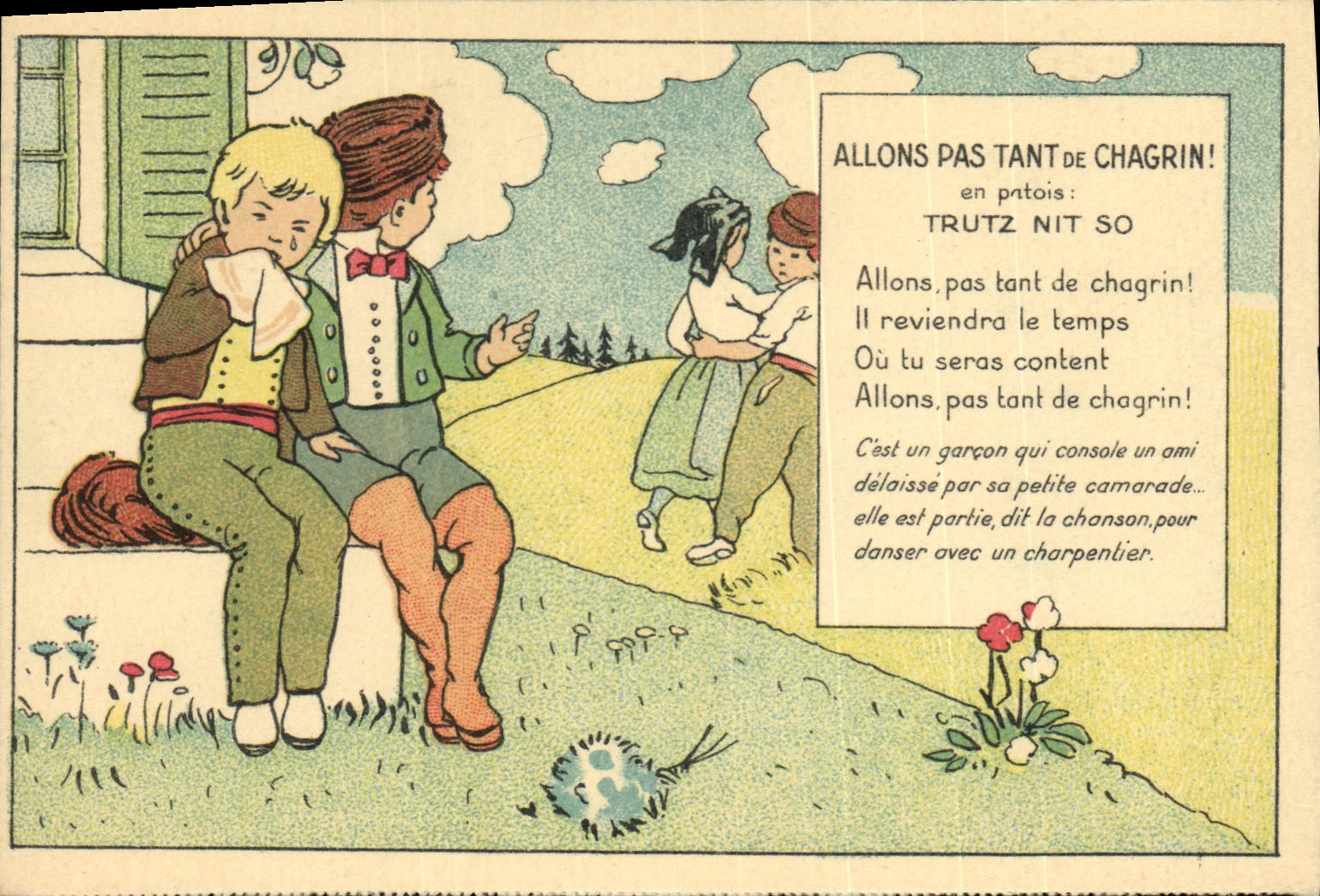 CPA Folklore Alsace Allons pas tant de chagrin
