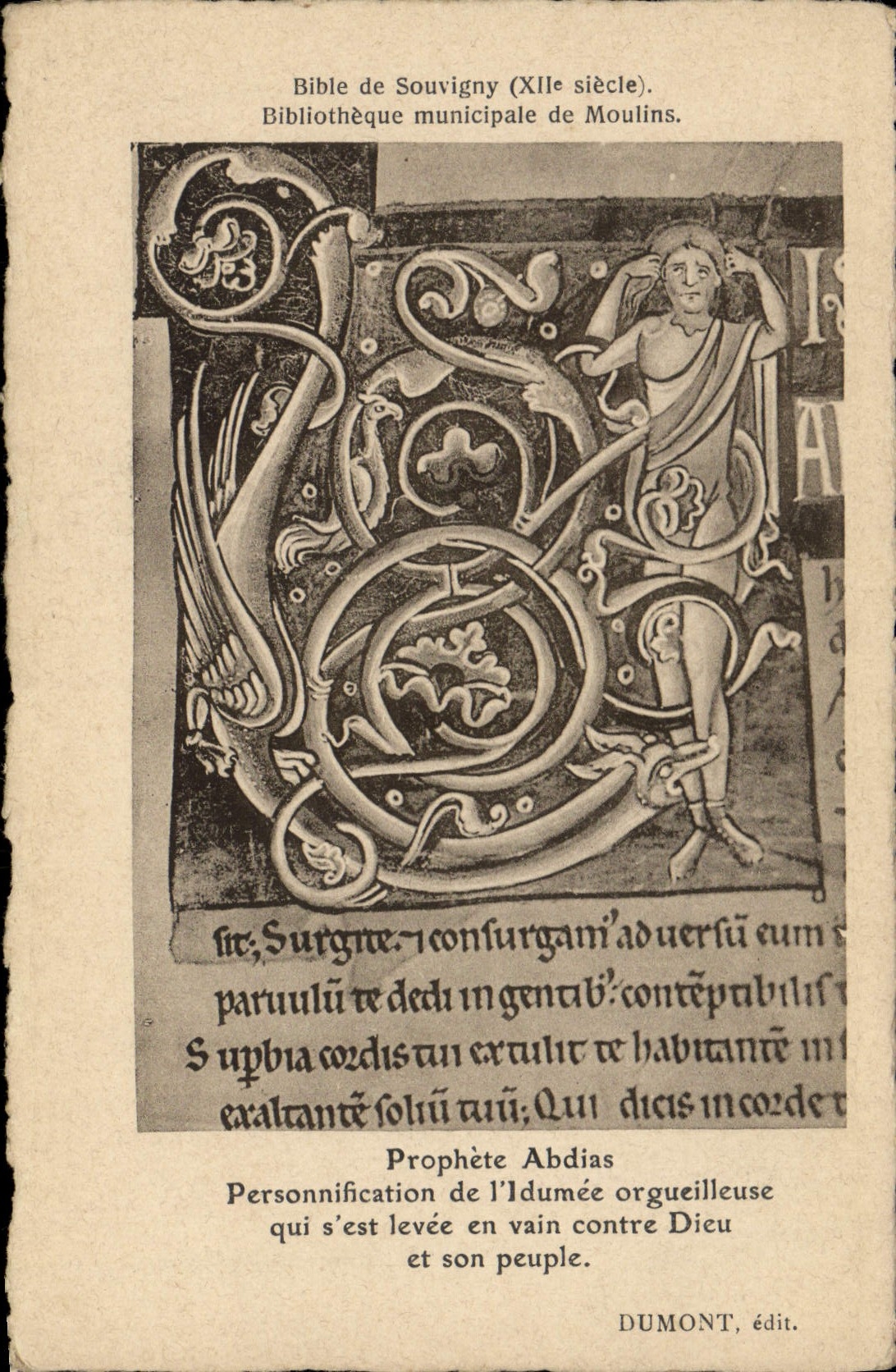 CPA Bibliotheque municipale de Moulins Bible de Souvigny Prophete Abdias Personnification de l'Idumee