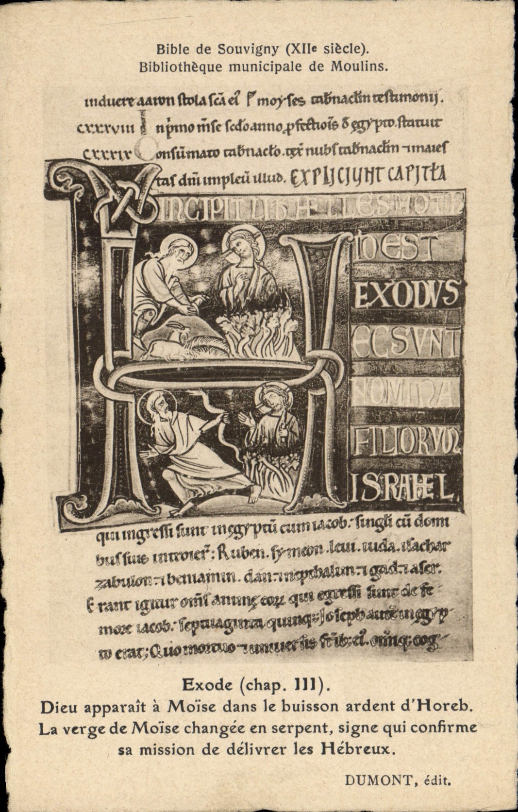 CPA Bibliotheque municipale de Moulins Bible de Souvigny Exode Dieu apparait a Moise dans le buisson ardent d'Horeh