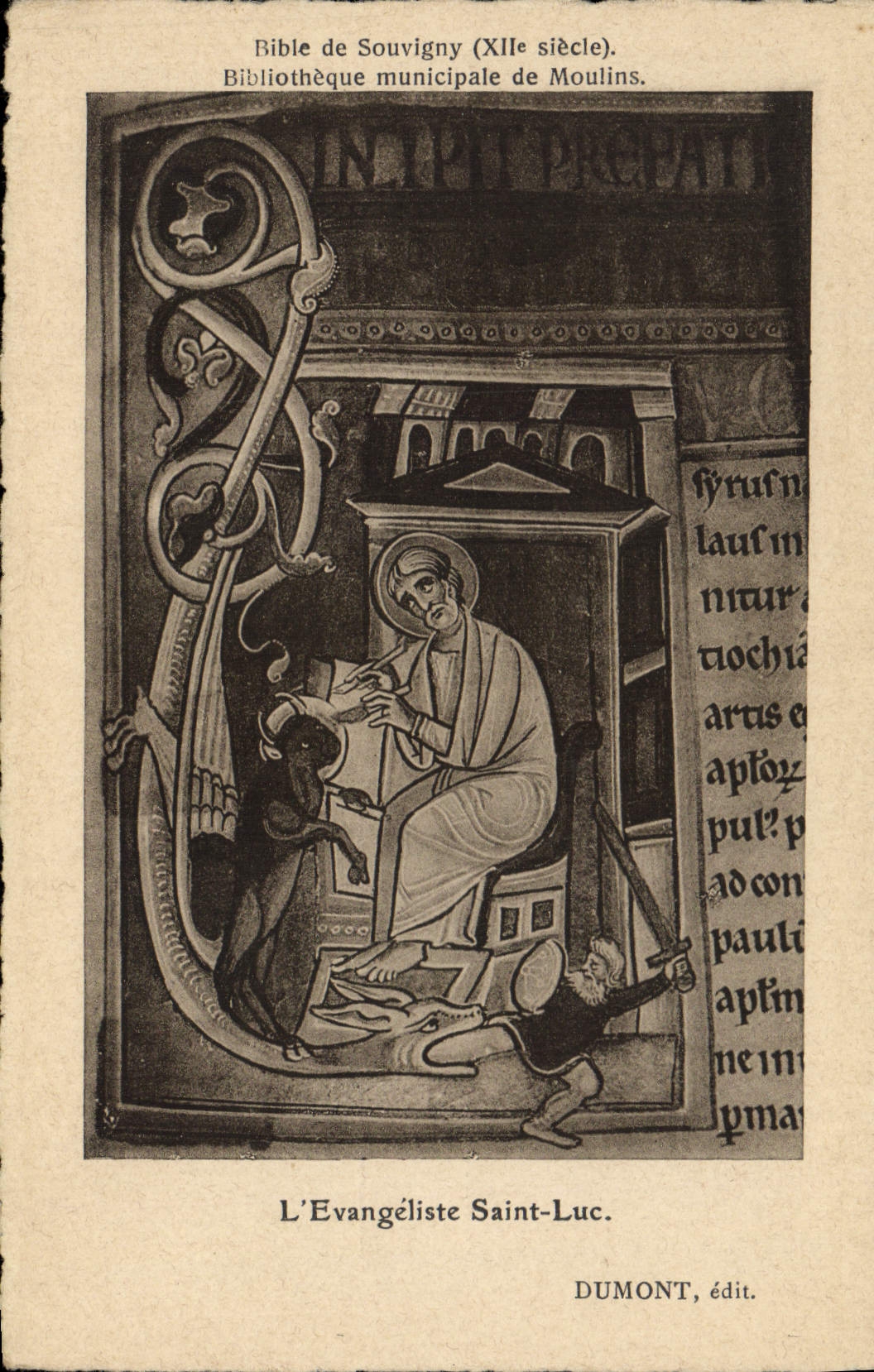 CPA Bibliotheque municipale de Moulins Bible de Souvigny L'Evangeliste Saint Luxe