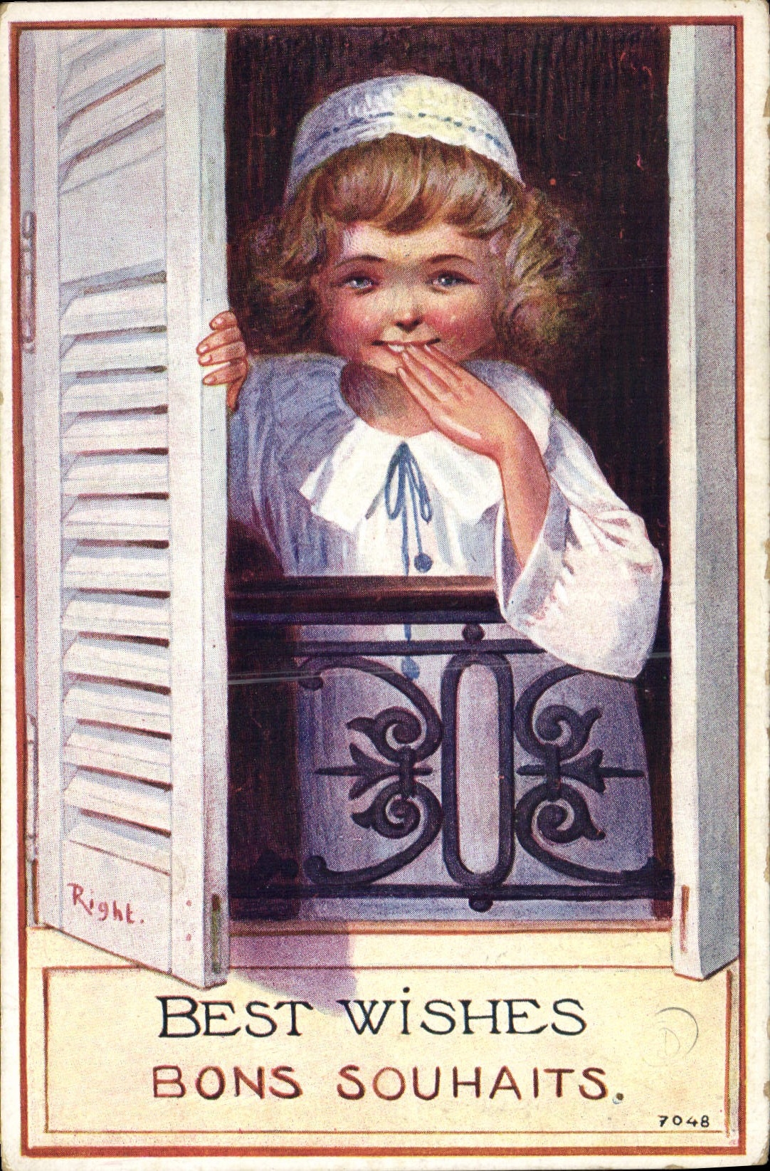 CPA Fantaisie Illustrateur Enfant Best wishes