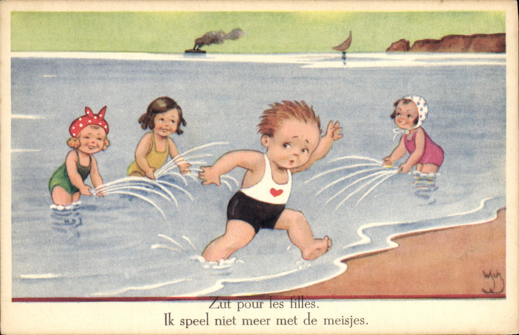 Postal Fantasia Ilustrador Niño ¡jolín! para la muchacha