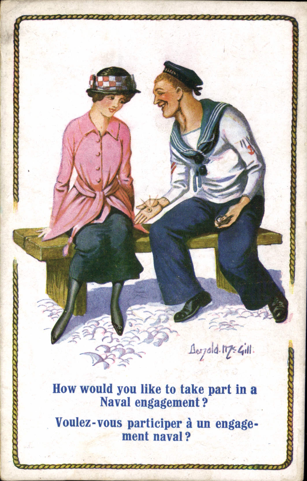 Vintage Postcard Fantasy Illustrator Woman Donald Mc Gill Marine