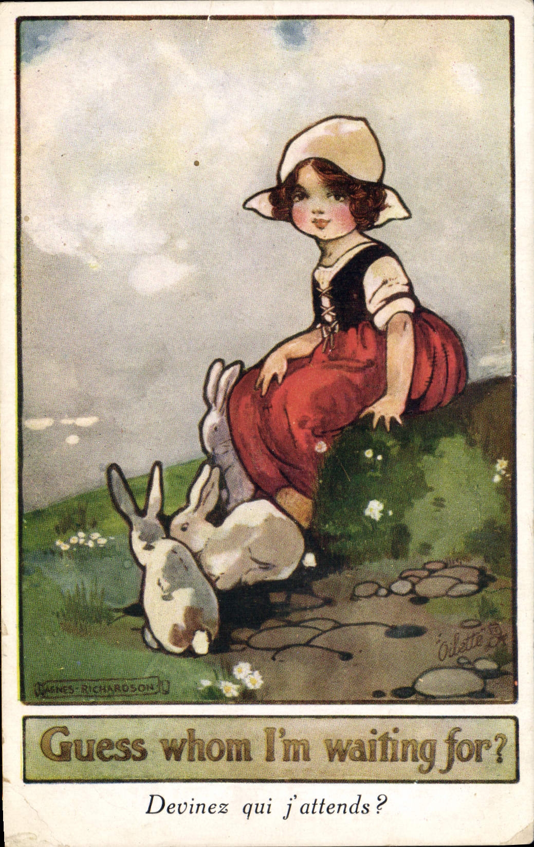 Postal Fantasia Ilustrador Niño Vados whom i' m waiting fuero? Conejo