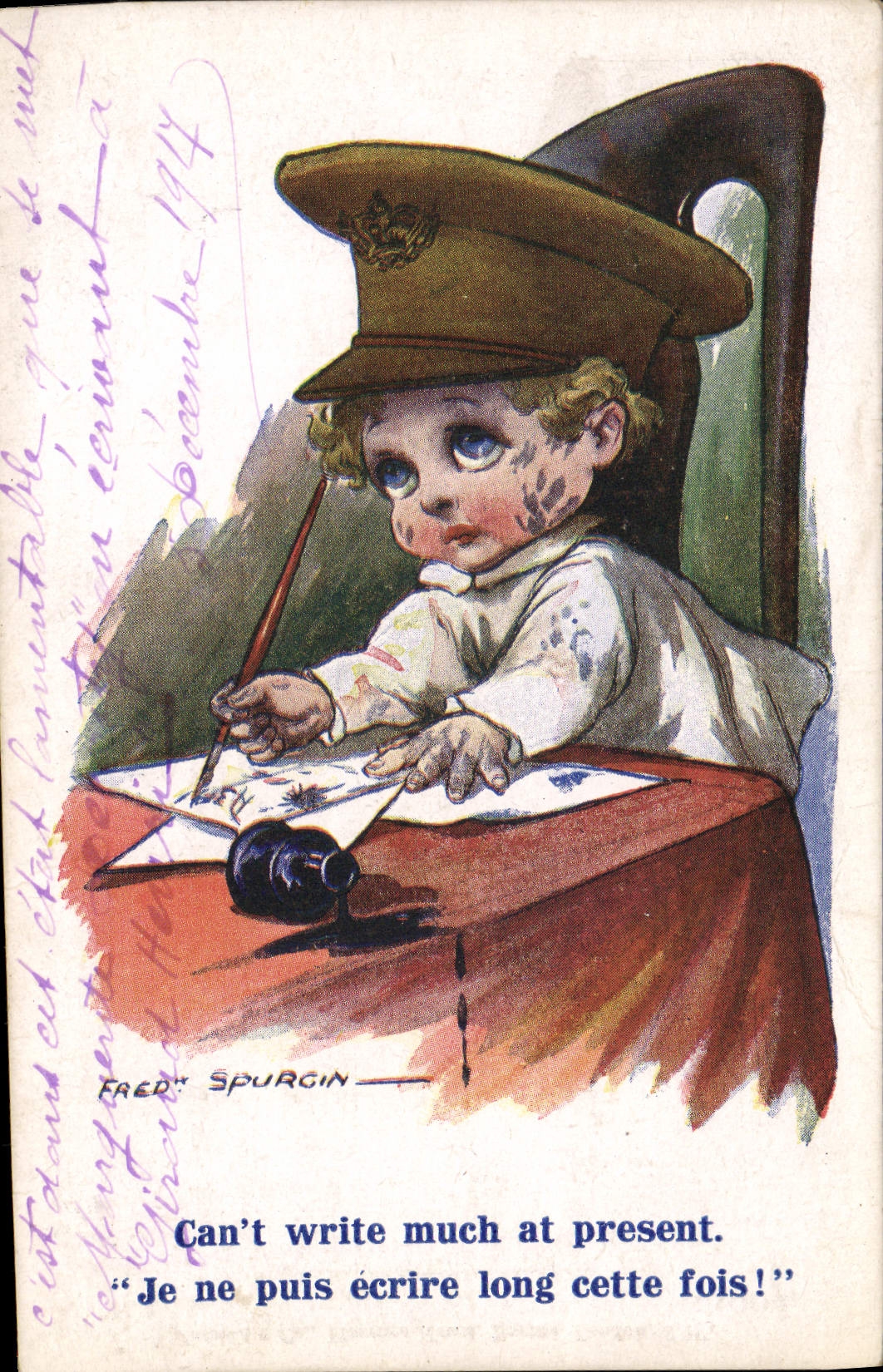 Vintage Postcard Fantasy Illustrator Child Fred Spurgin Militaria