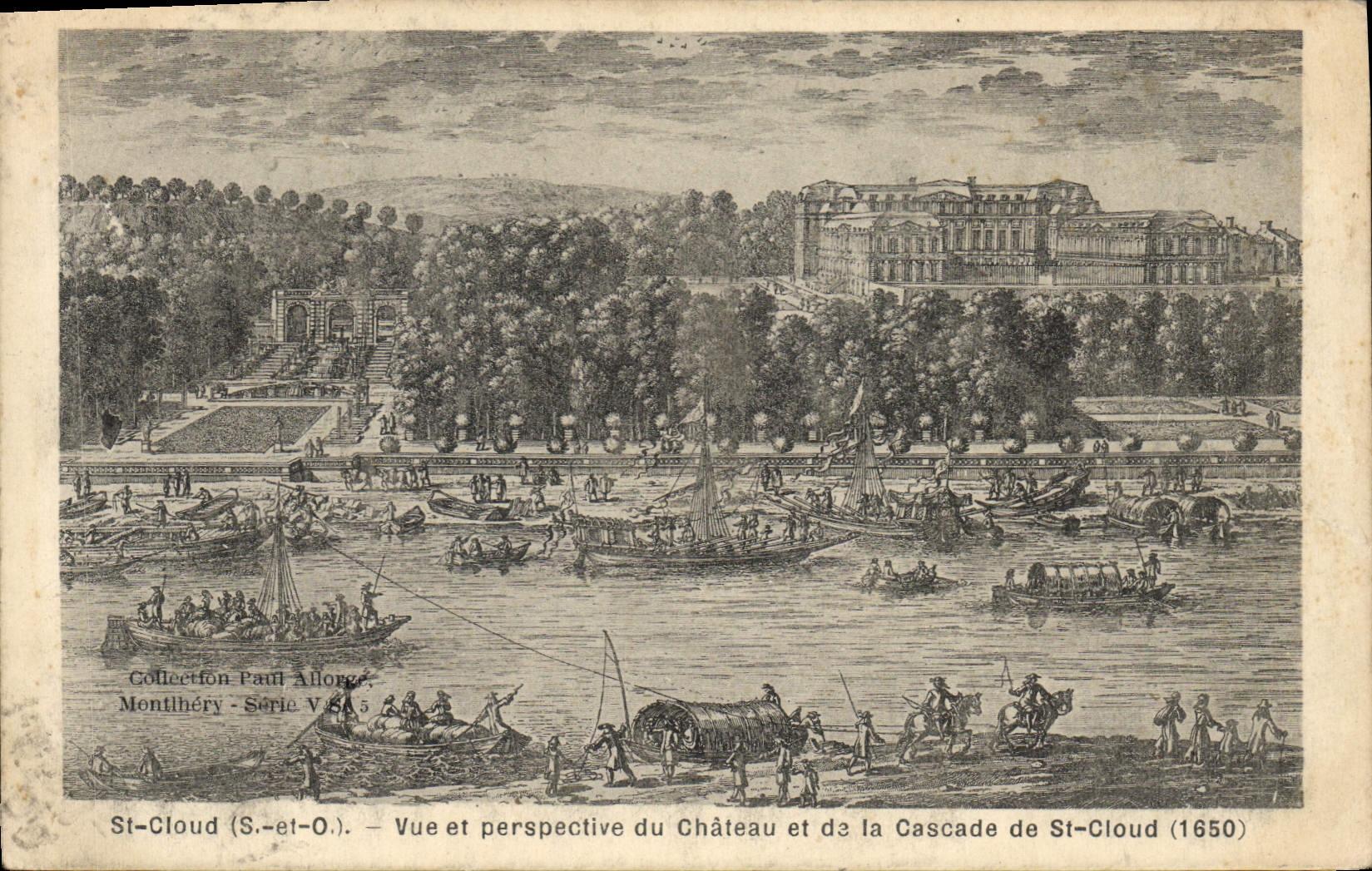 Postal St Cloud Vista y perspectiva del castillo de la cascada de St Cloud