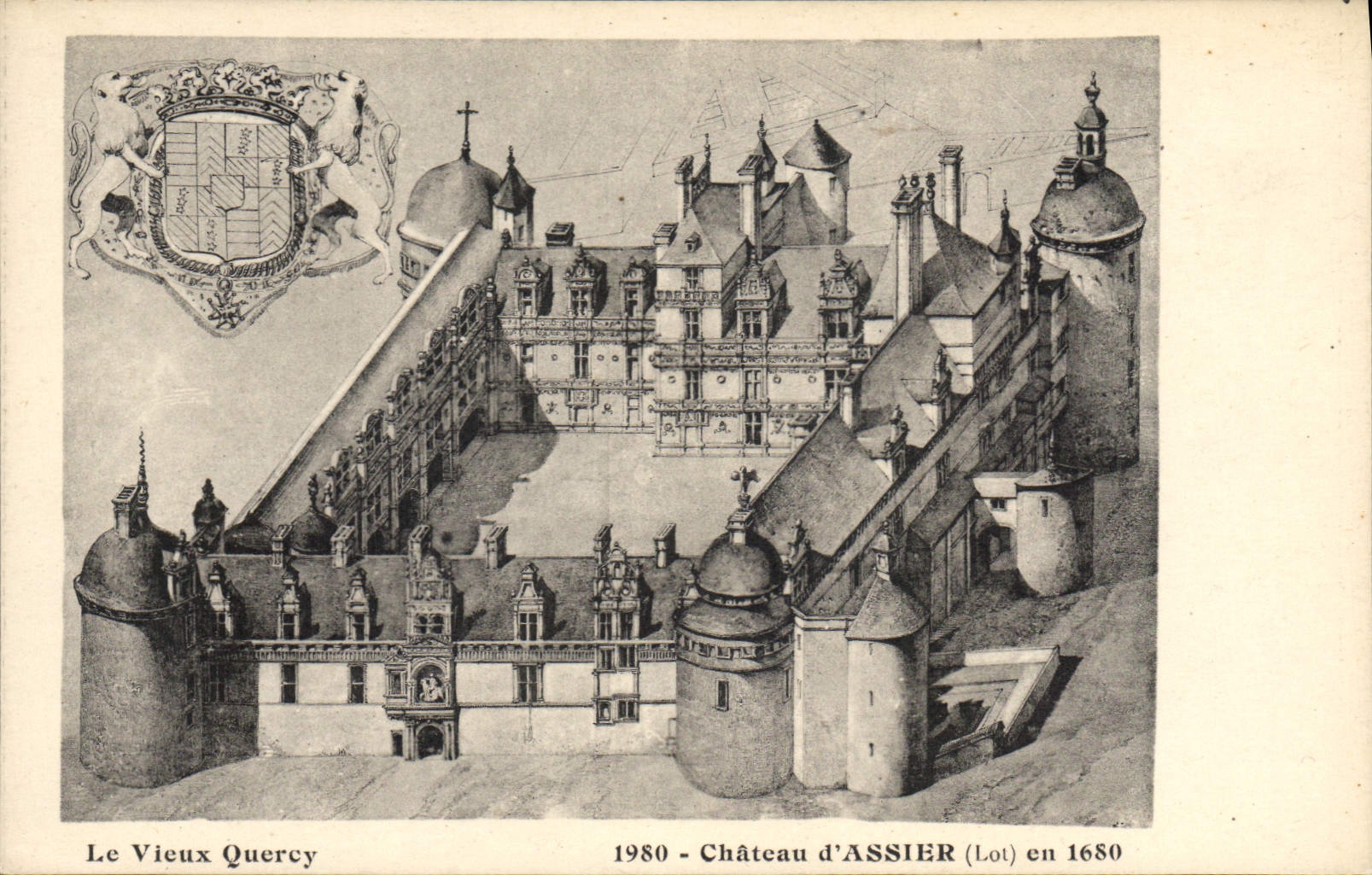 Postal el viejo Quercy Castillo de Assier en 1680
