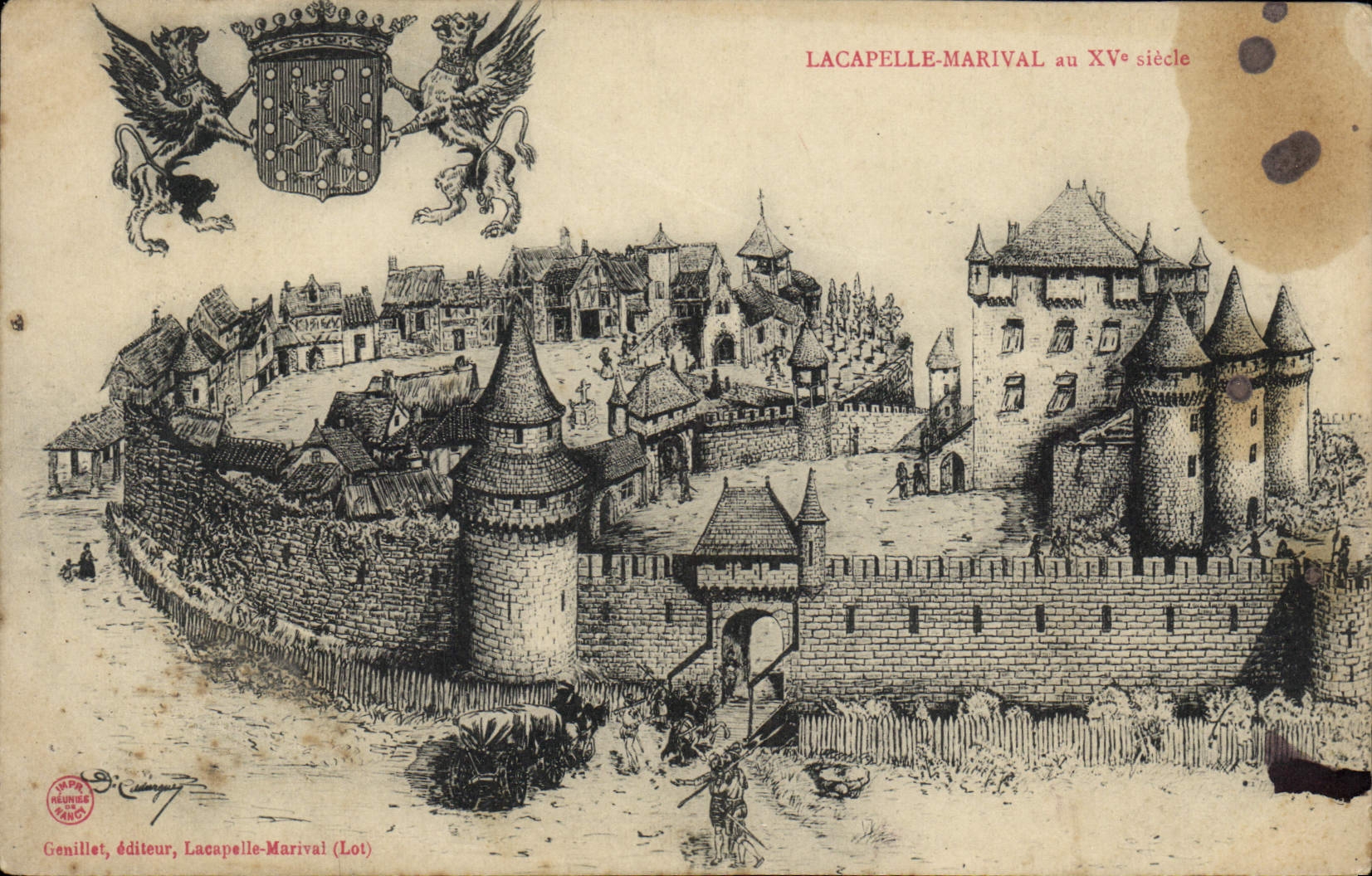 Vintage Postcard Lacapelle Marival with 15th
