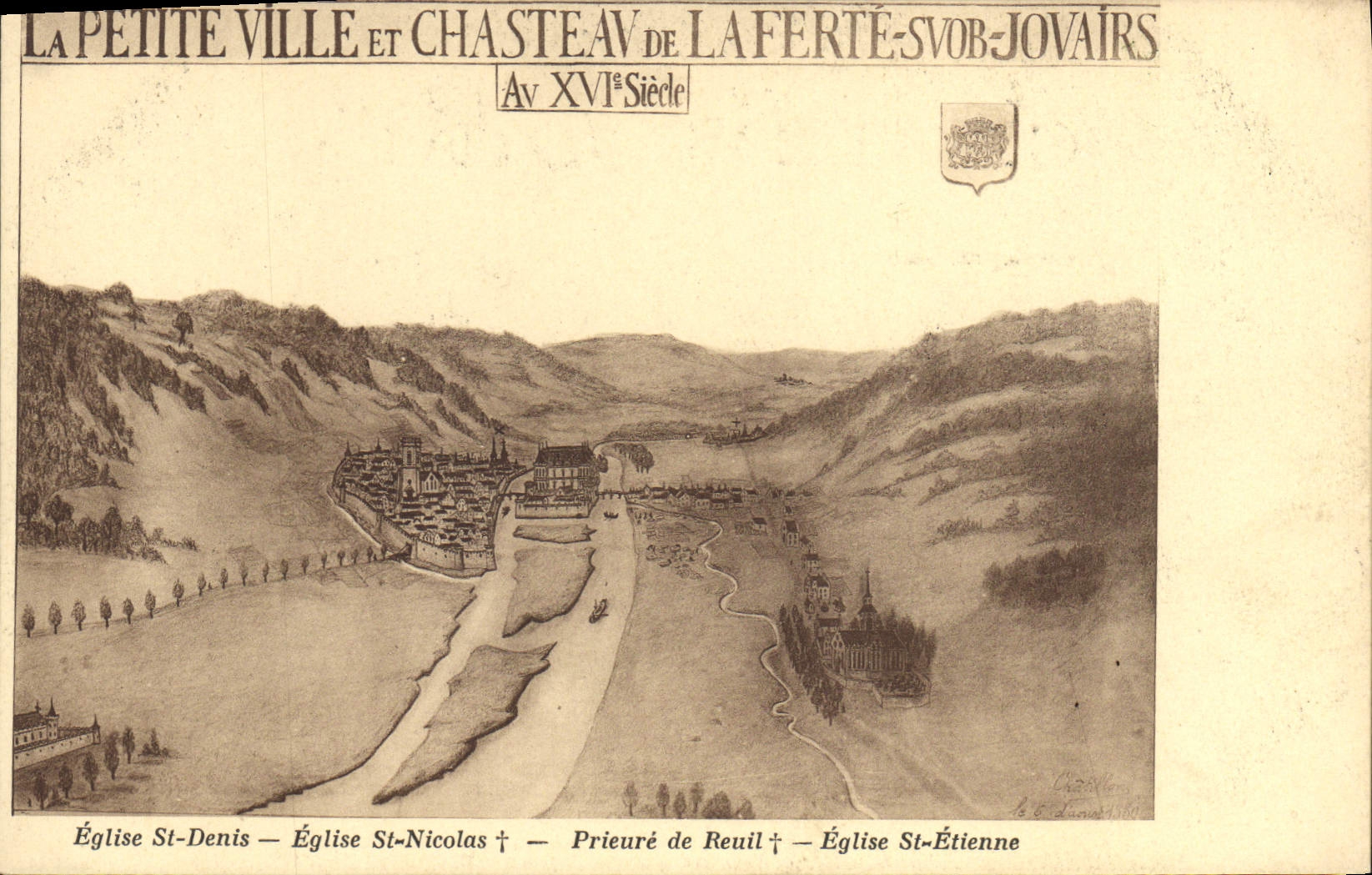 Vintage Postcard Church St Denis Church St Nicolas Prioress of Reuil Church St Etienne Ferte under Jouarre