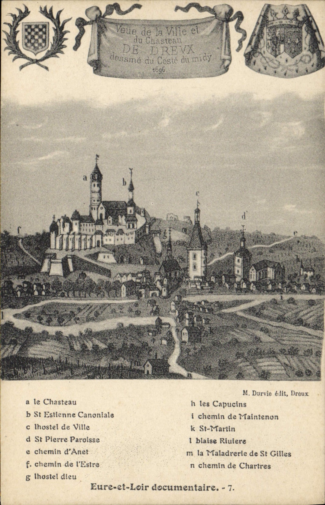 Postal Dreux el castillo Capuchinos