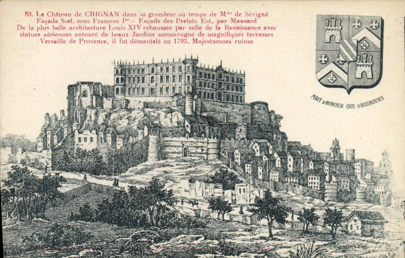 Vintage Postcard Castle of Crignan