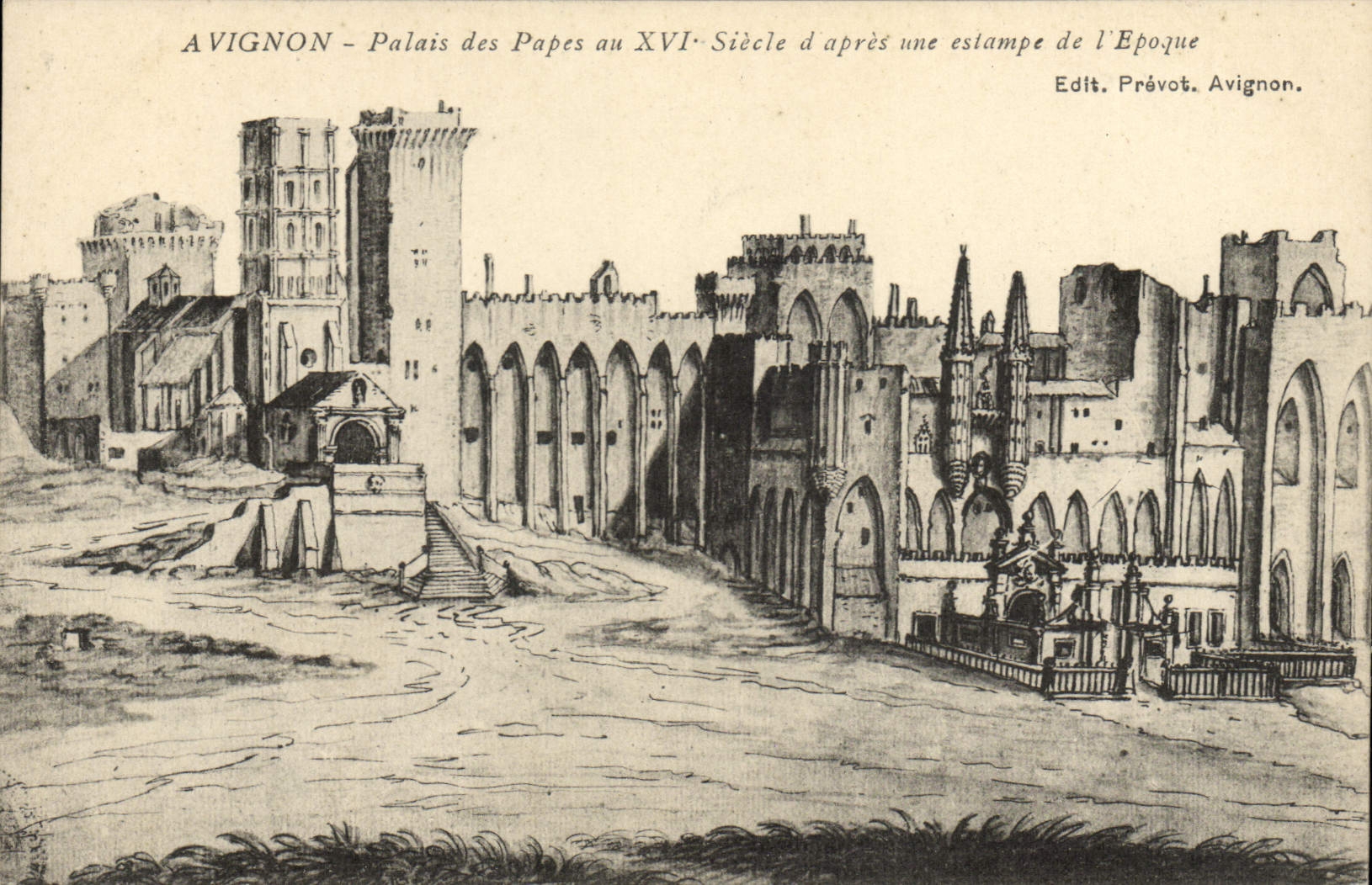 Postal Aviñón Palacio de los Papas al 15.o