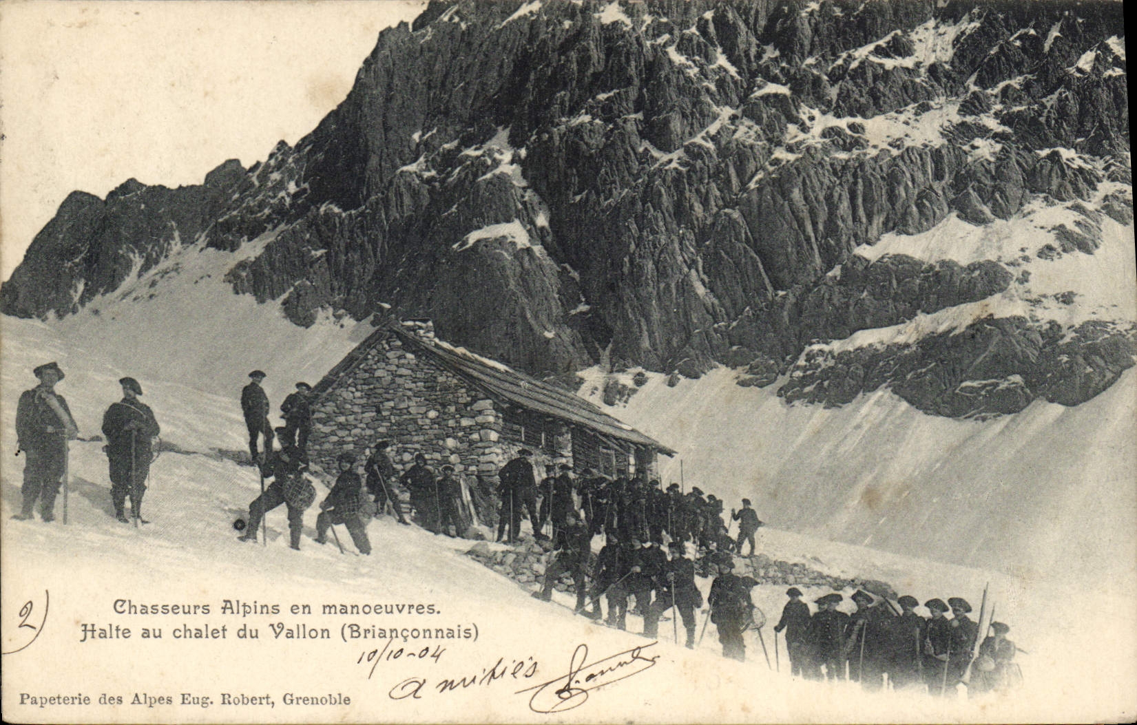CPA Militaria Chasseurs alpins en manoeuvres Halte au chalet du Vallon Brianconnais