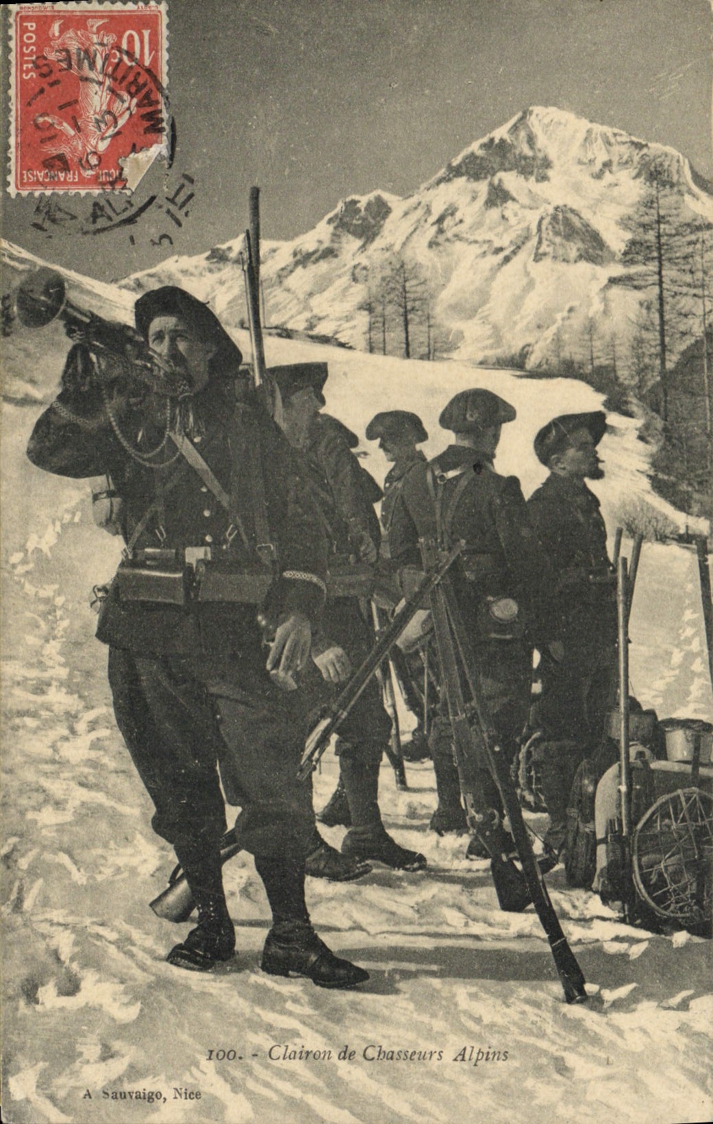 CPA Militaria Clairon de Chasseurs alpins 