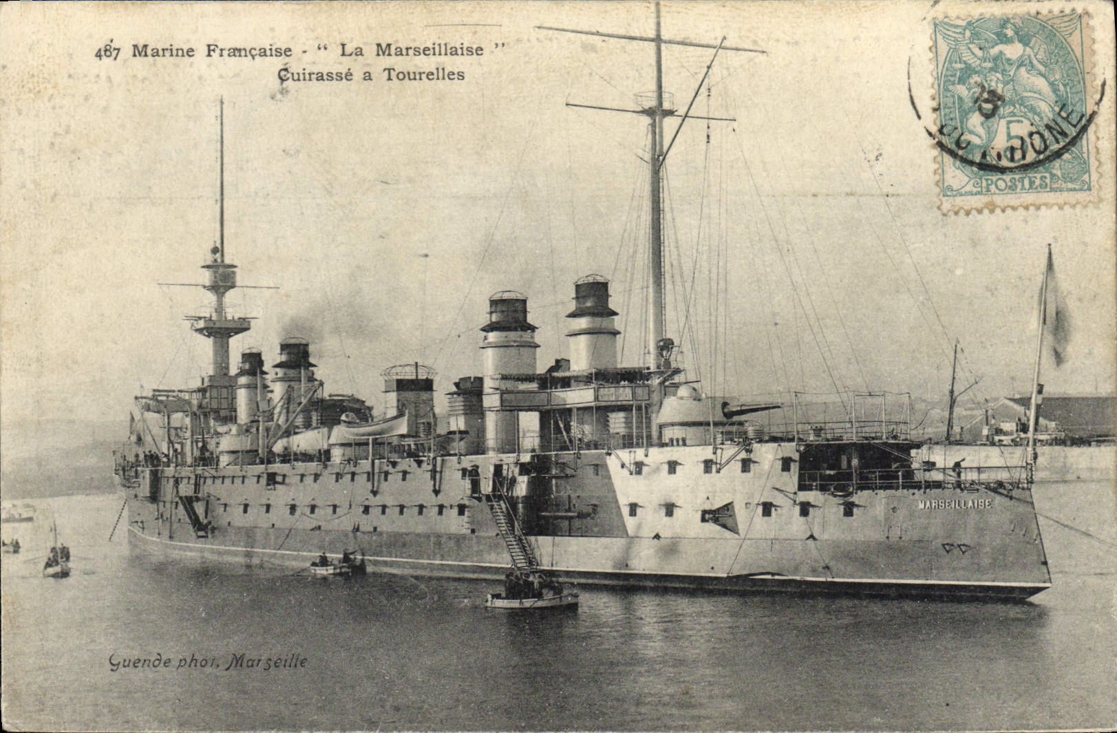 Vintage Postcard Bateau the Marseillaise Armours has turrets