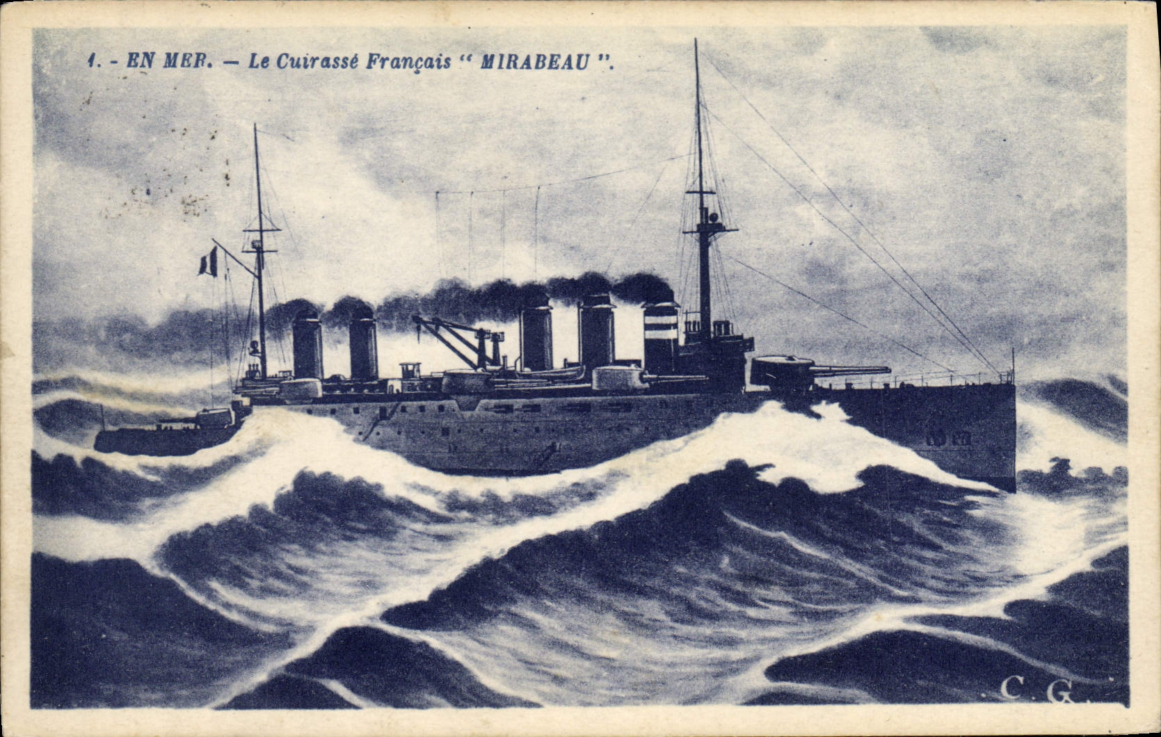 Vintage Postcard Bateau armours It French Mirabeau