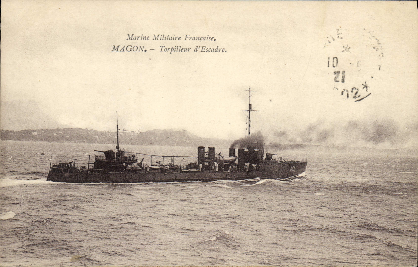 Vintage Postcard Boat Magon Destroyer of squadron