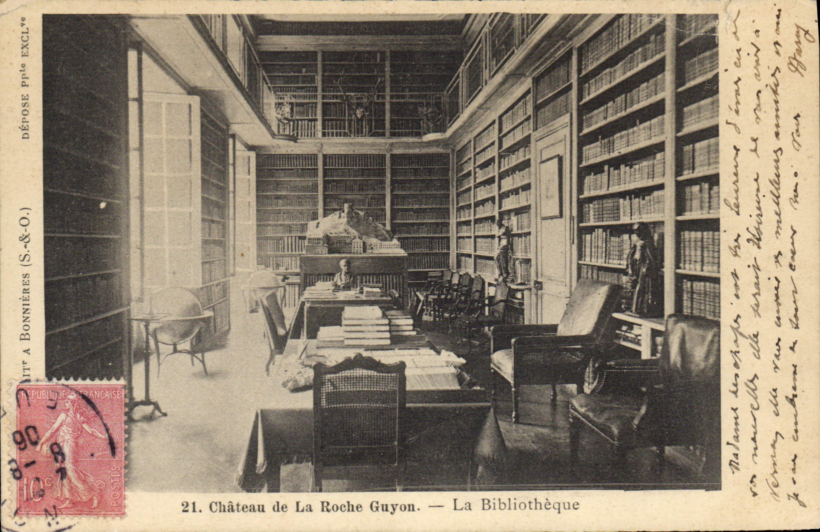CPA Bibliotheque Chateau de la Roche Guyon