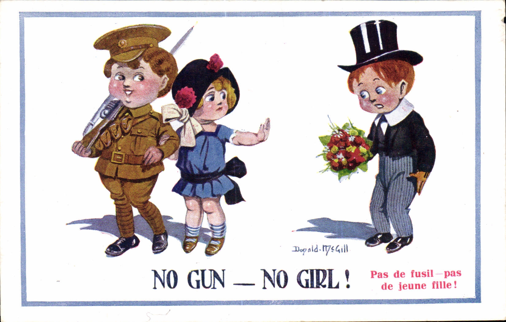 Vintage Postcard Fantasy Illustrator Children No gun No girl Donald Mc Gill