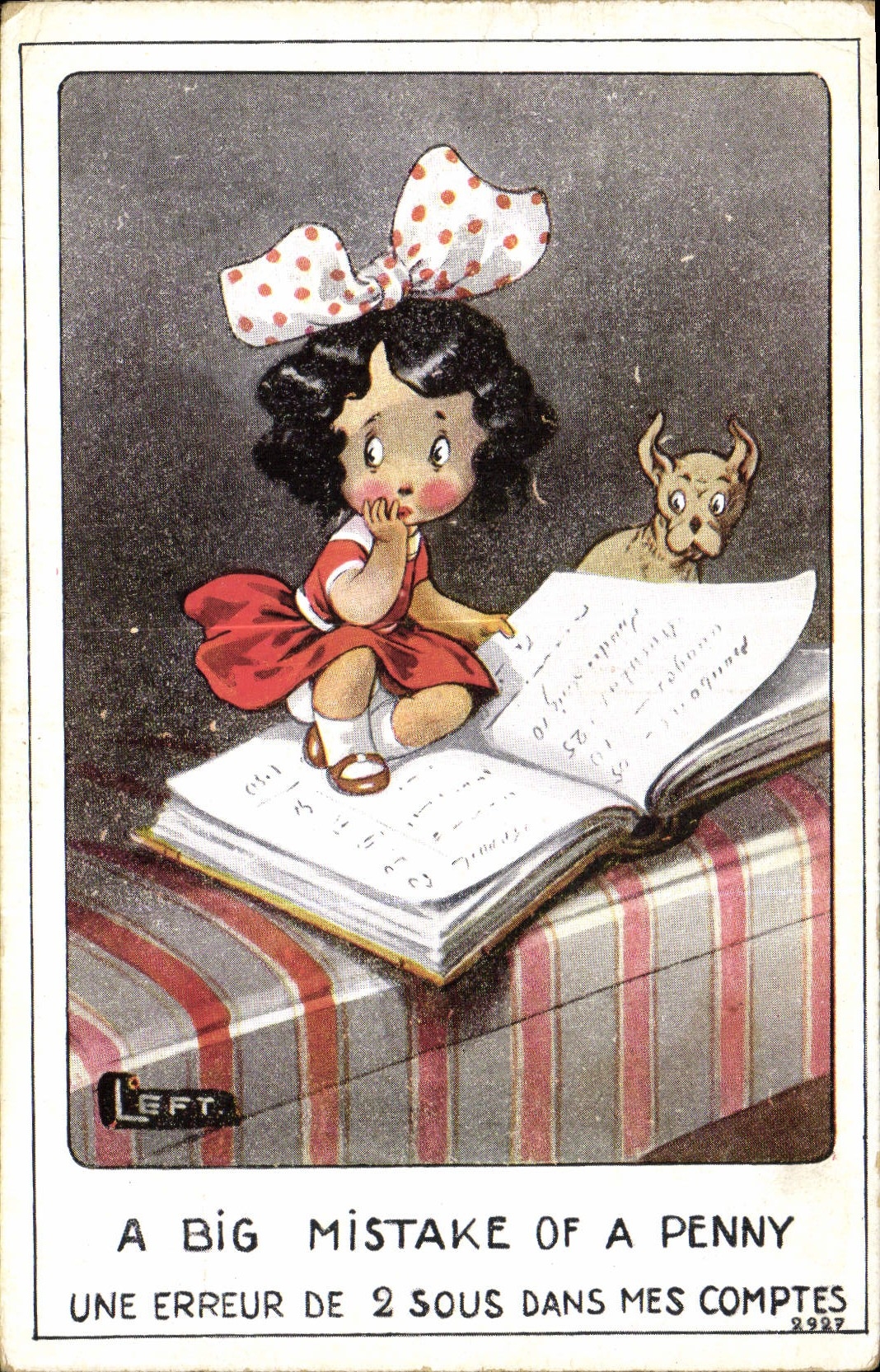 CPA Fantaisie Illustrateur Enfant A big mistake of a penny Chien