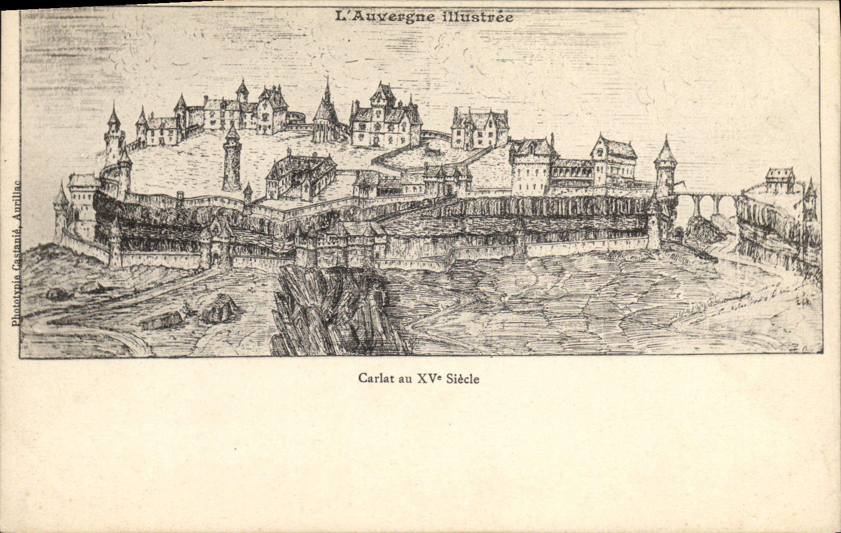 Vintage Postcard Auvergne Carlat with 15th