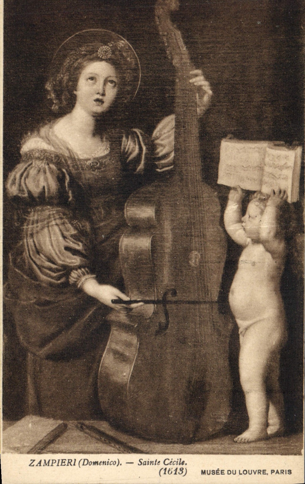 CPA Contrebasse Zampieri Sainte Cecile Musee du Louvre Paris 