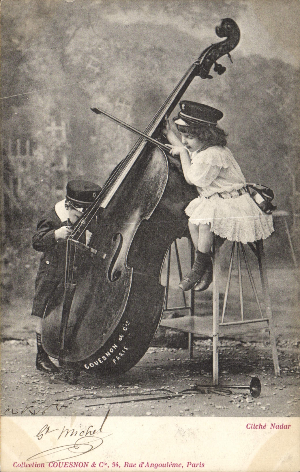 CPA Contrebasse Enfants 