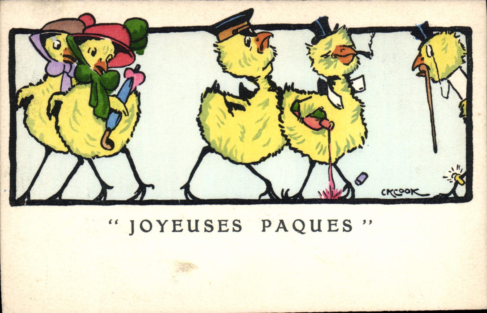 CPA Poussins Joyeuses Paques 