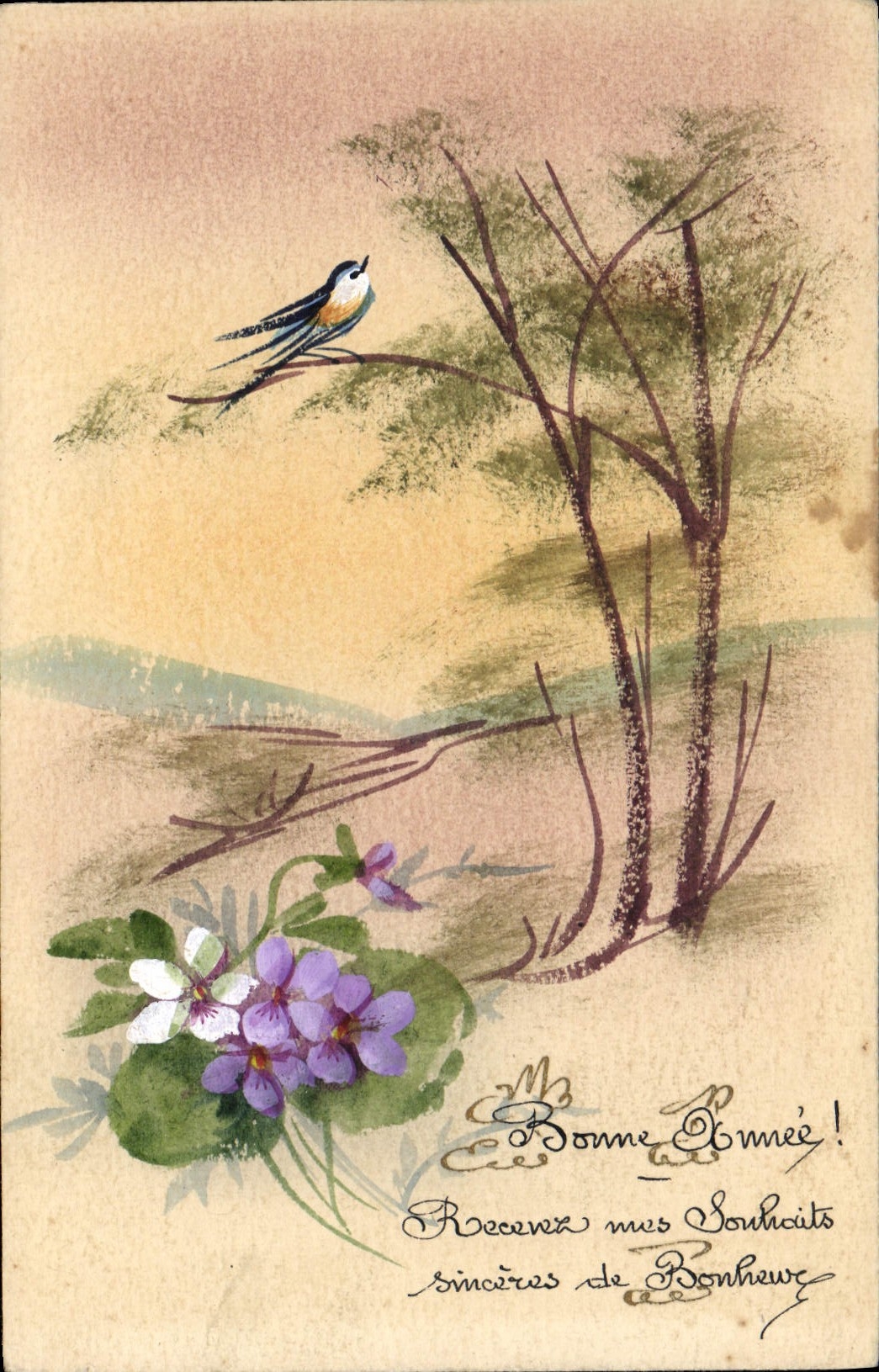 CPA Oiseau (dessin a la main) 