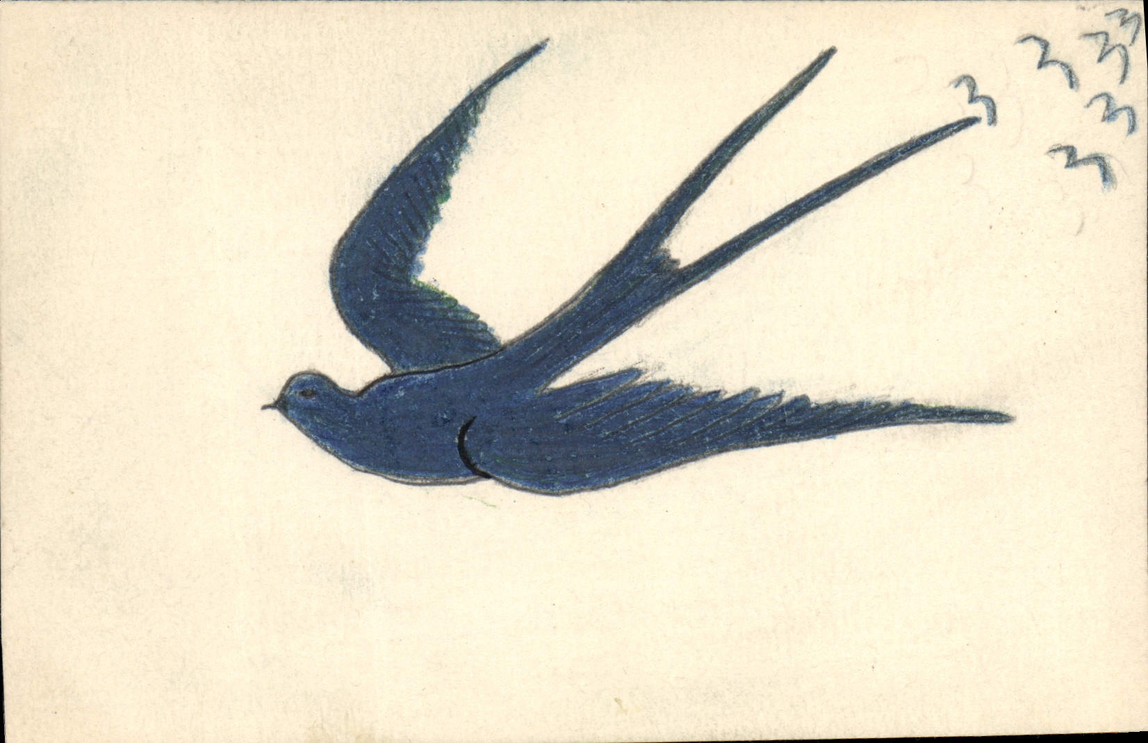 CPA Oiseau (dessin a la min) 