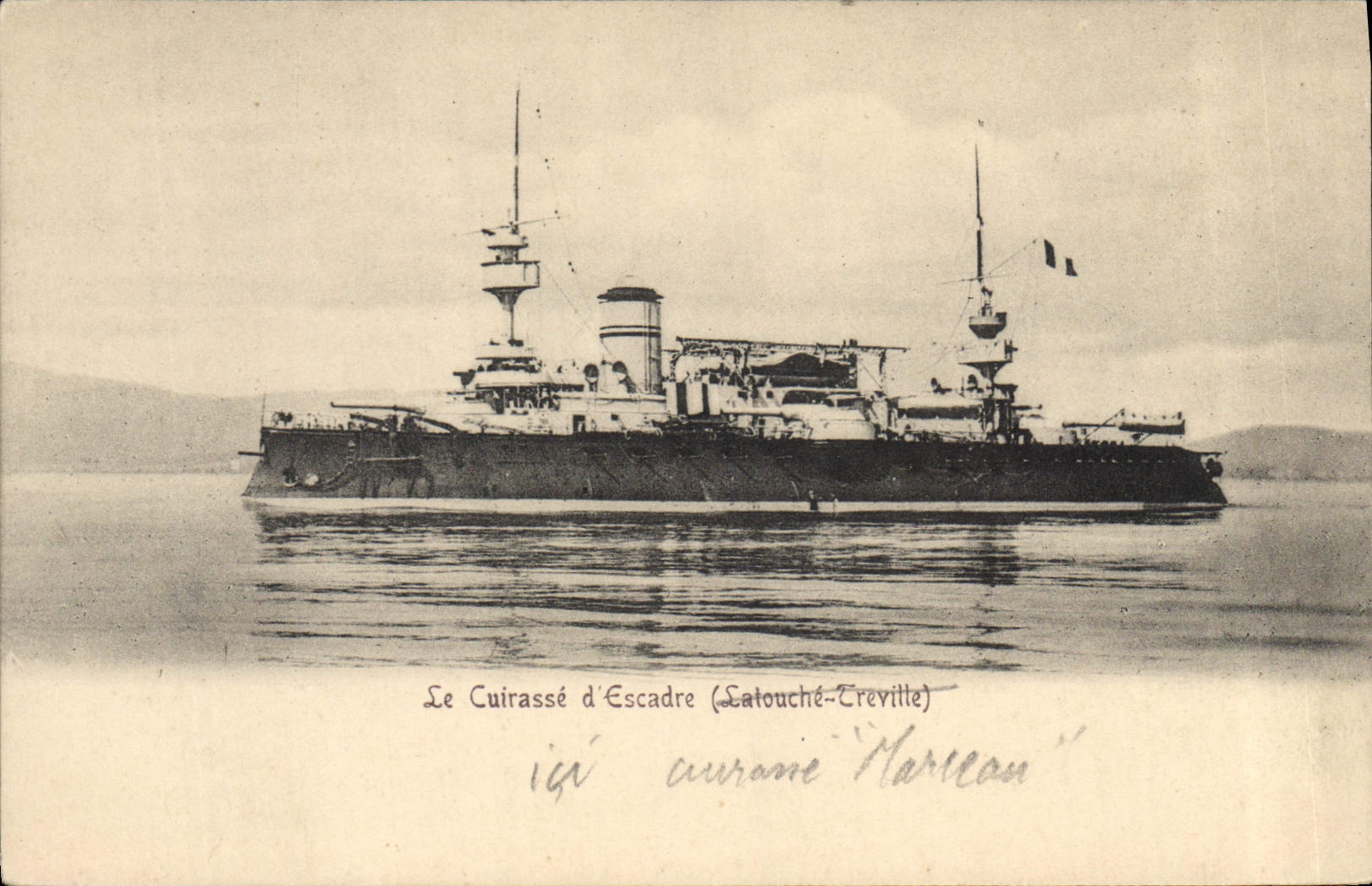 Vintage Postcard Bateau armours It squadron Latouche Treville