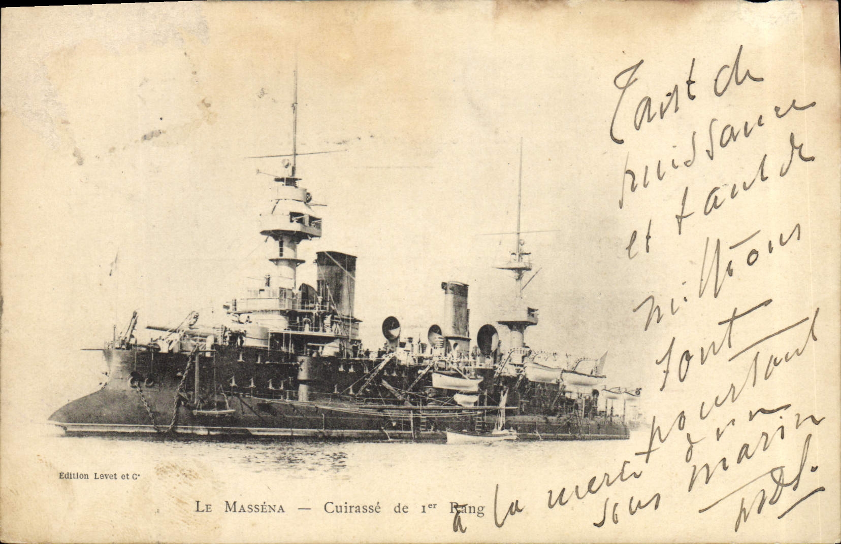 Vintage Postcard Bateau Massena Armours 1st rank