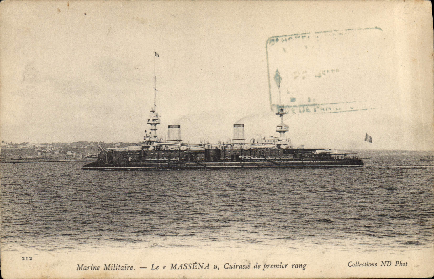 Vintage Postcard Bateau Massena Armours of first rank