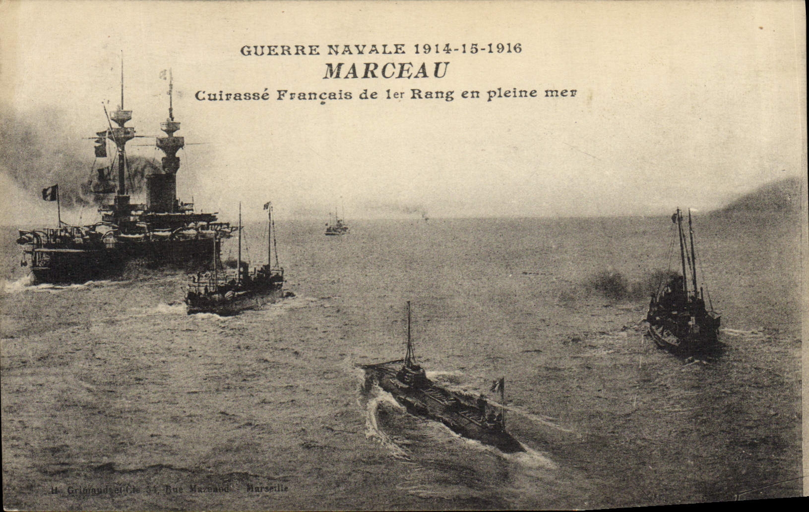 Vintage Postcard Bateau Marceau Armours French 1st rank on the open sea