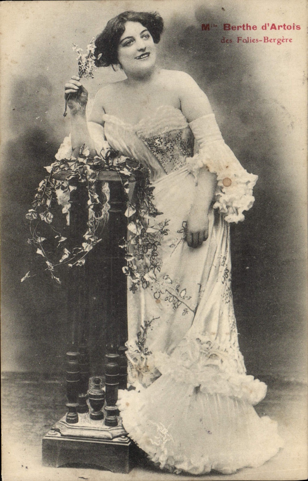 Vintage Postcard Theater Miss Berthe d' Artois of the Madnesses Paris Shepherdess