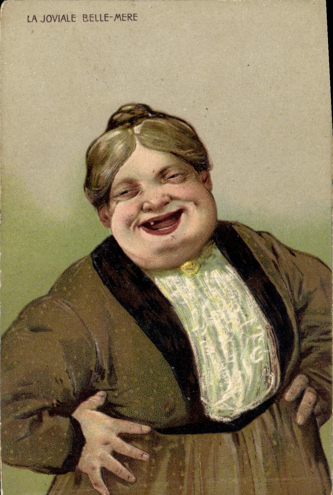 CPA Fantaisie Femme La joviale belle mere 