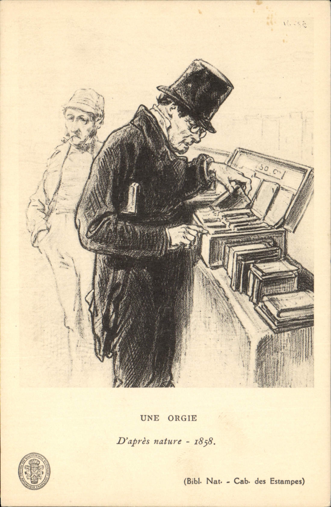 CPA Bibliotheque Une orgie Cabinet des estampes