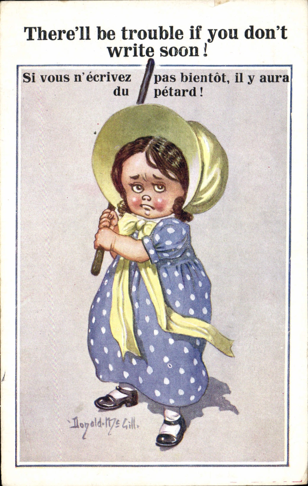 CPA Fantaisie Illustrateur Enfant There'll be trouble if you don't write soon ! Donald Mc Gill