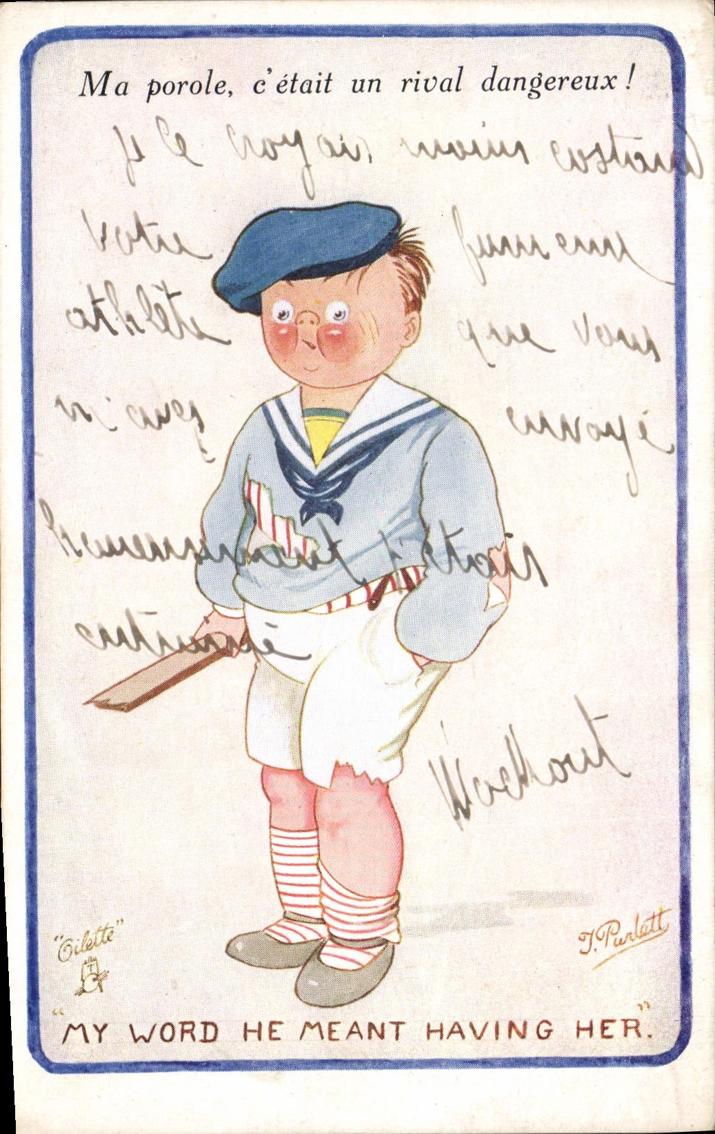 CPA Fantaisie Illustrateur Enfant My word he meant having her