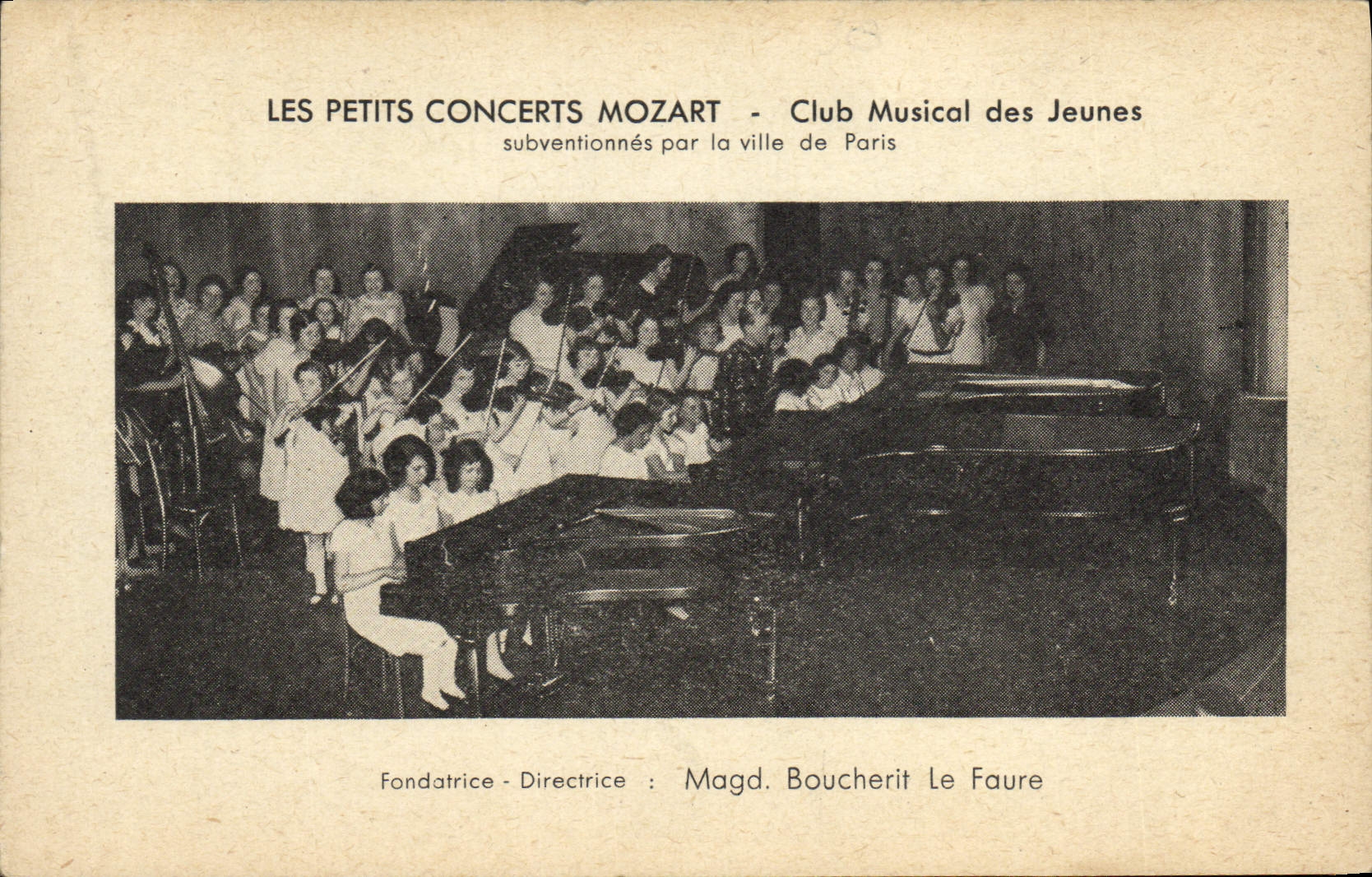 CPA Les petits concerts Mozart Club musical des jeunes Paris Magd Boucherit le Faure Piano